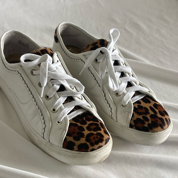 Ann Taylor Shoes - Ann Taylor Savannah Leopard Print Haircalf Leather Sneaker Stitched Size 8.5